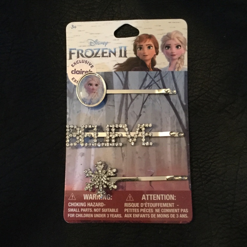 NWT Disney Frozen BELIEVE’ Crystal Bobby Pin Hair Clip Snowflakes Gift Y2K
